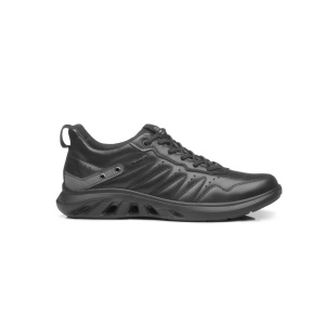 Black Stretch leather sneakers with Nob Cinza details